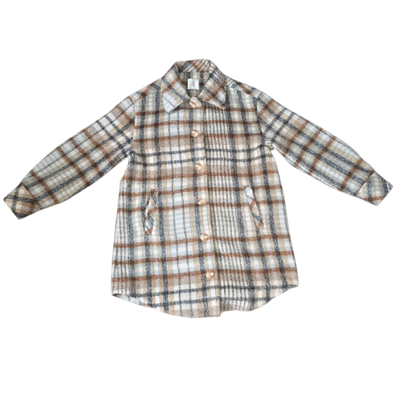 Altar'd State Jackets & Blazers - Altar'd State Plaid Teddy Jacket Size M Neutral Tones
